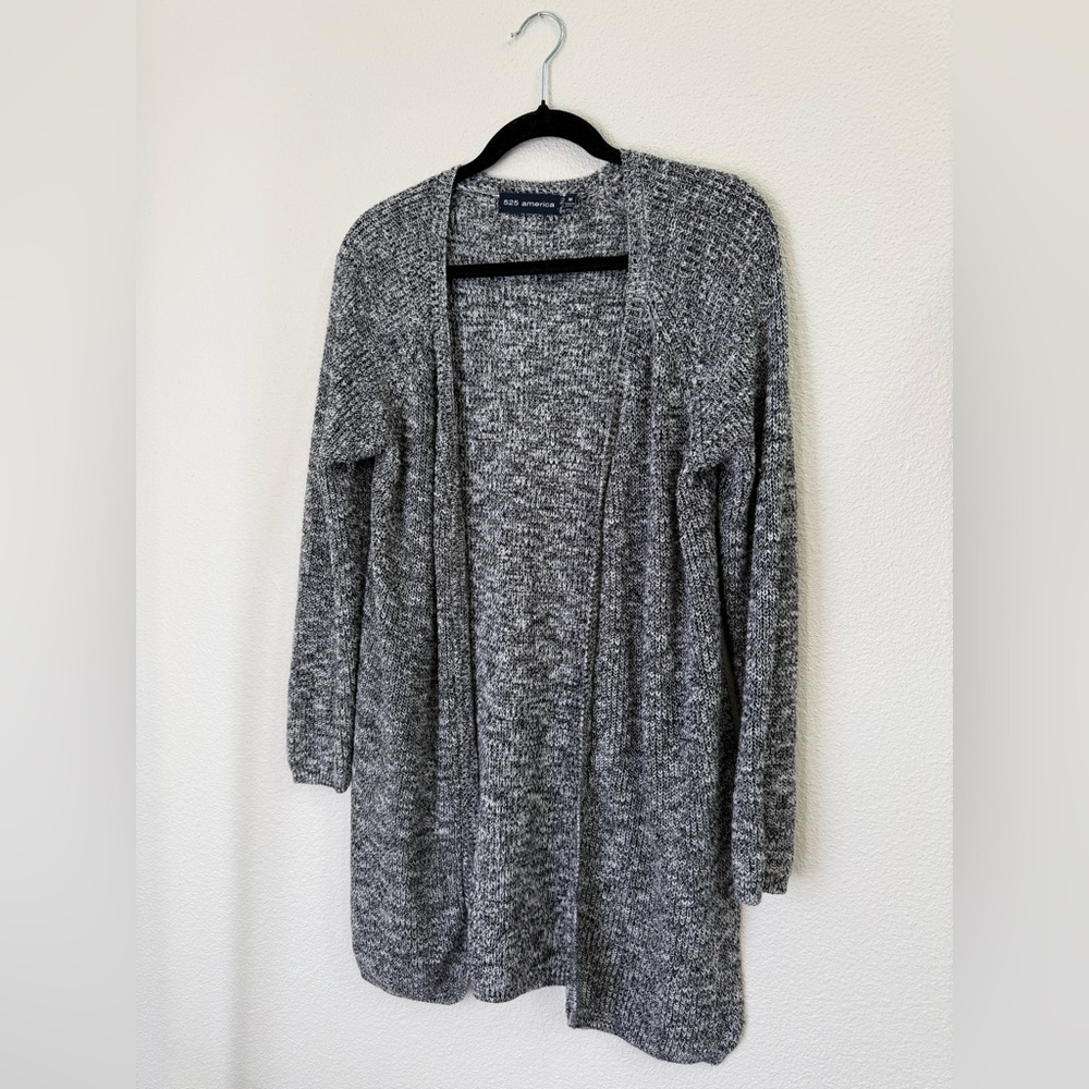 525 America Revolve Designer Gray Knit Open Long Cardigan Women’s Size Medium - Picture 2 of 8
